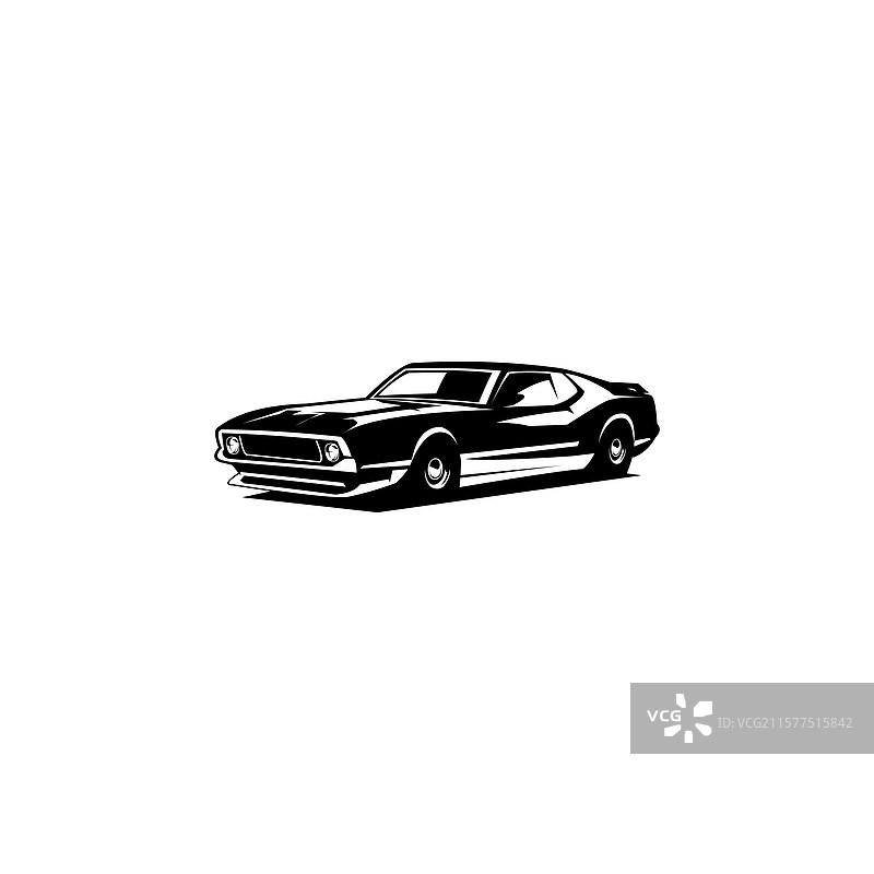 孤立在白色背景上的野马汽车标志侧面图图片素材