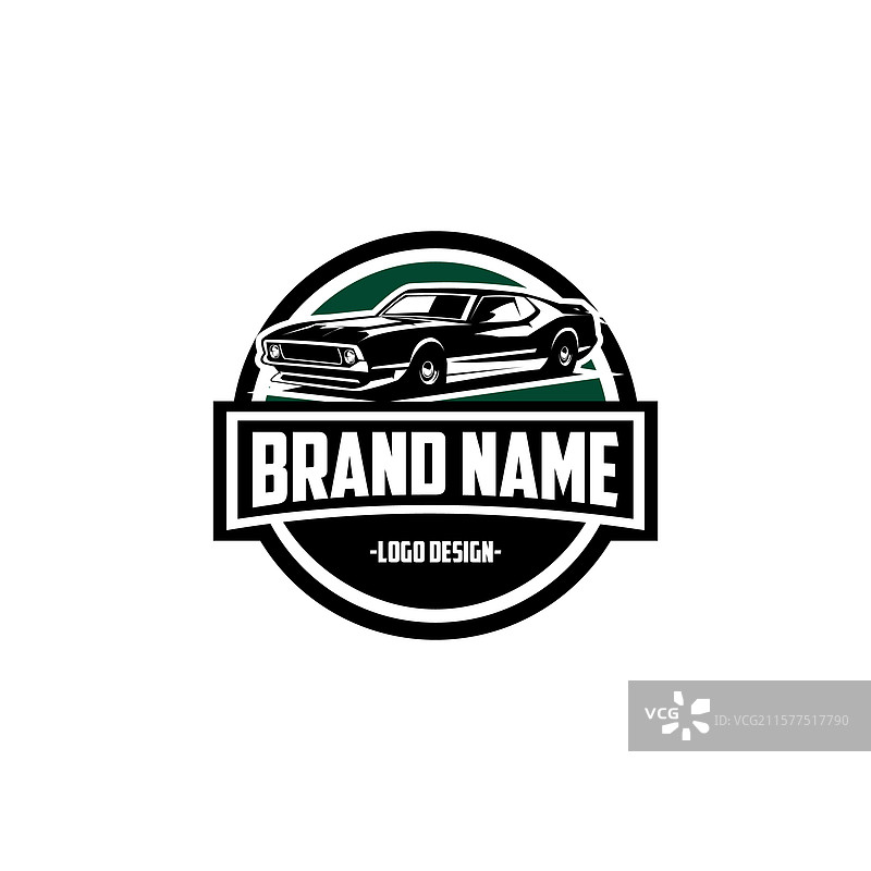 复古野马汽车标志设计孤立在白色背景上图片素材