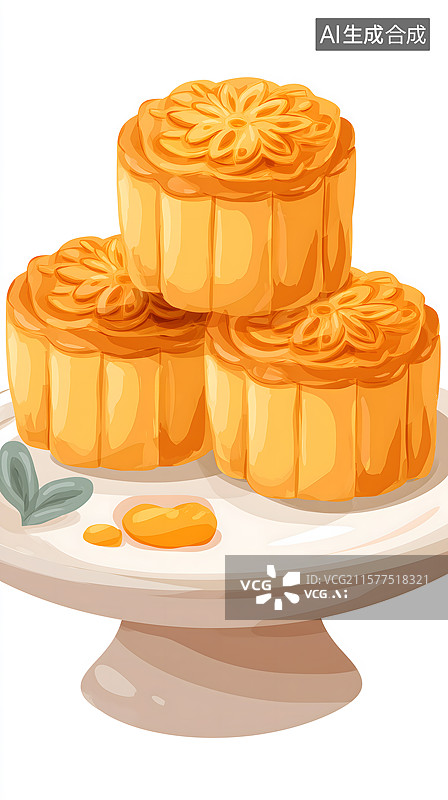 【AI数字艺术】一盘卡通月饼图图片素材