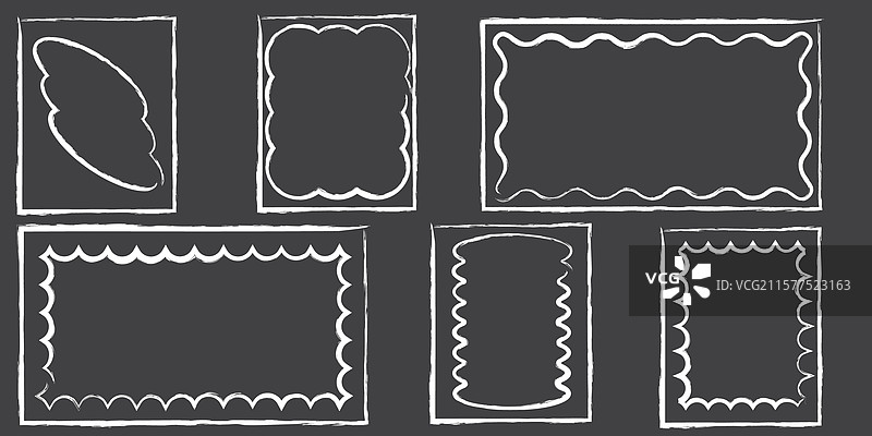 手绘蕾丝内缘波浪框粉笔线图片素材