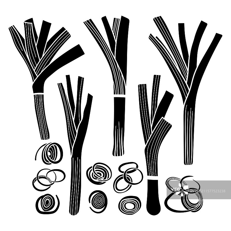 韭菜束剪影模板图片素材