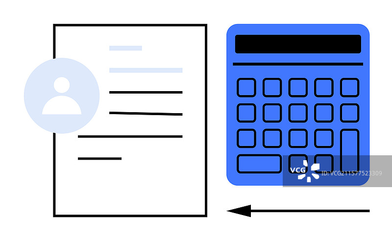 带有个人资料图标和计算器的文档图片素材