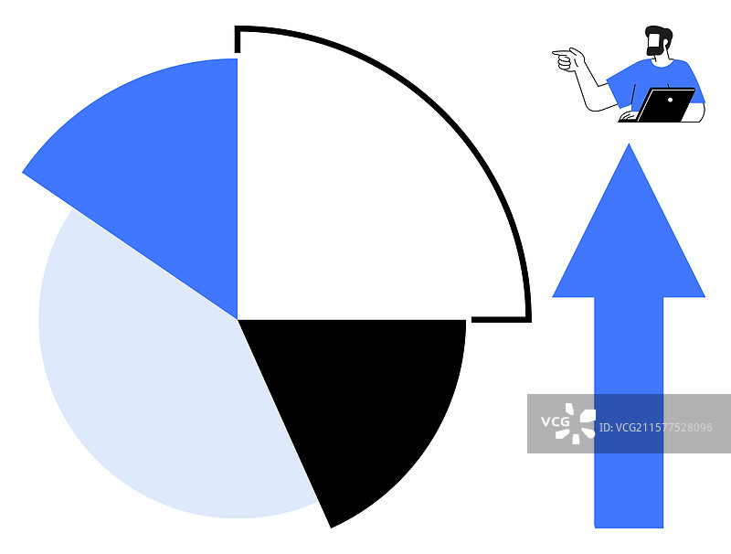 商务专业人士正在分析数据与饼图图片素材