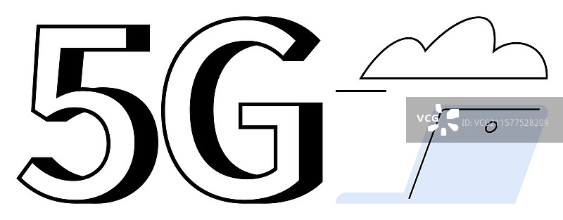 5G技术与云连接和笔记本电脑图片素材