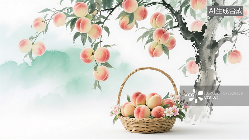 【AI数字艺术】桃子图片素材