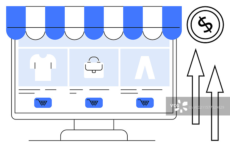 在线商店展示与购物车图标图片素材