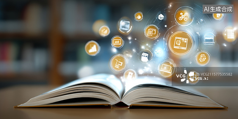 【AI数字艺术】魔法书中的光芒图片素材