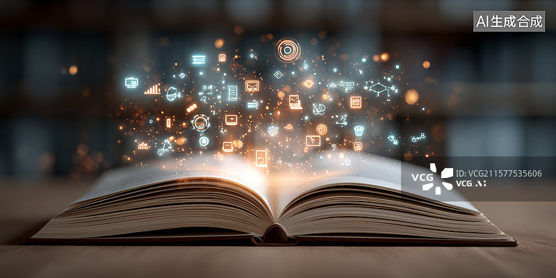 【AI数字艺术】知识的光芒照亮未来图片素材