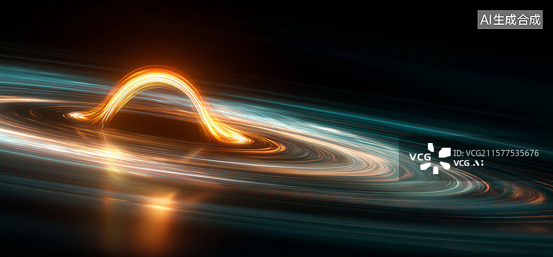 【AI数字艺术】黑洞的神秘光环图片素材