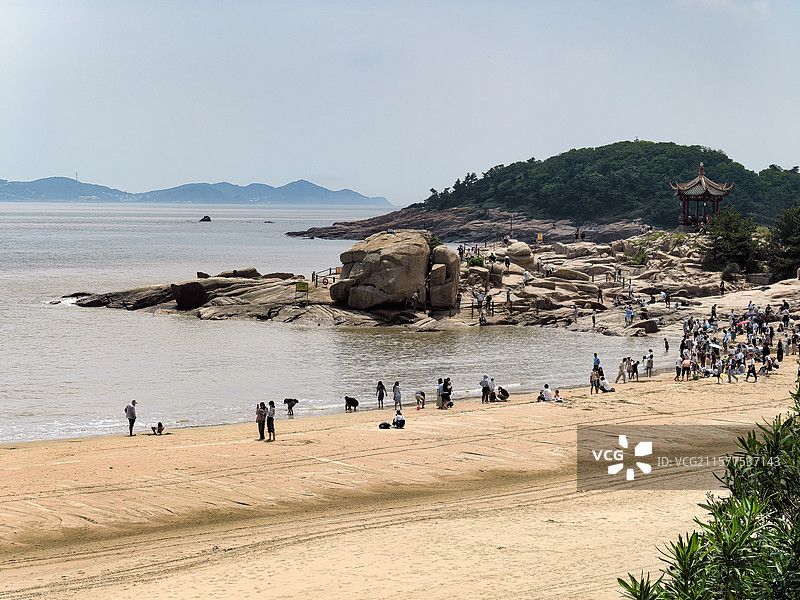 普陀山百步沙沙滩西游记取景地图片素材