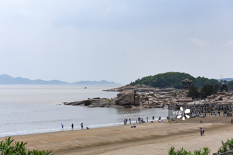 普陀山百步沙沙滩西游记取景地图片素材