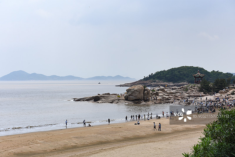 普陀山百步沙沙滩西游记取景地图片素材