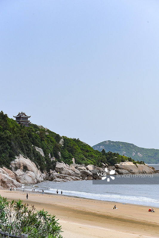 普陀山百步沙沙滩西游记取景地图片素材