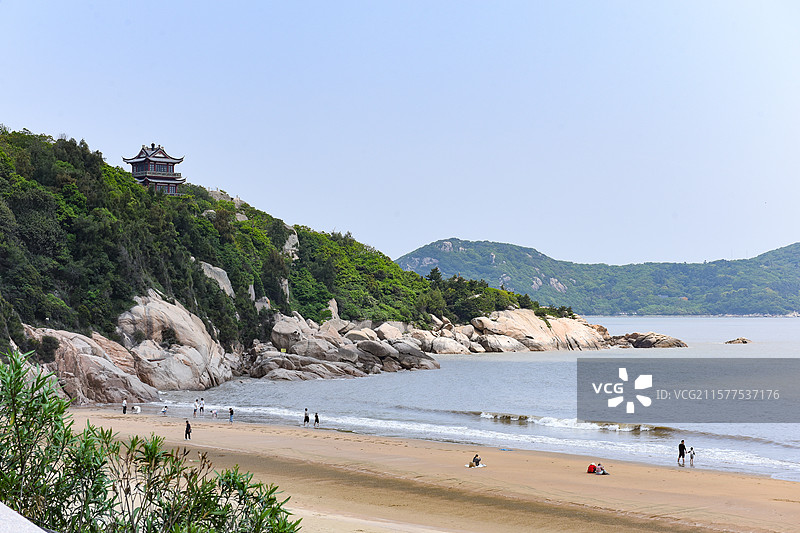 普陀山百步沙沙滩西游记取景地图片素材