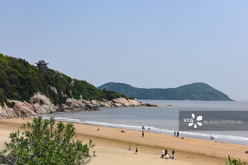 普陀山百步沙沙滩西游记取景地图片素材