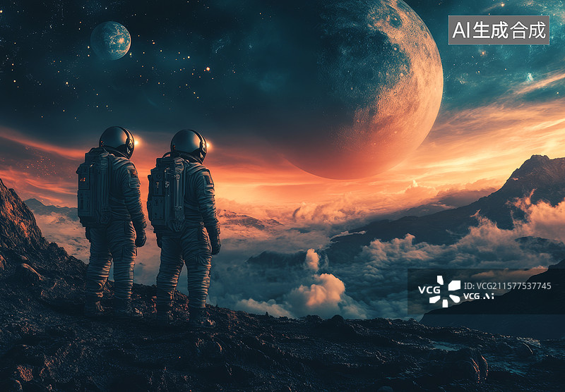 【AI数字艺术】星际探险者的遐想图片素材