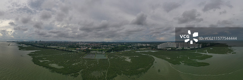 航拍广西百色市金海湾红树林生态旅游区图片素材