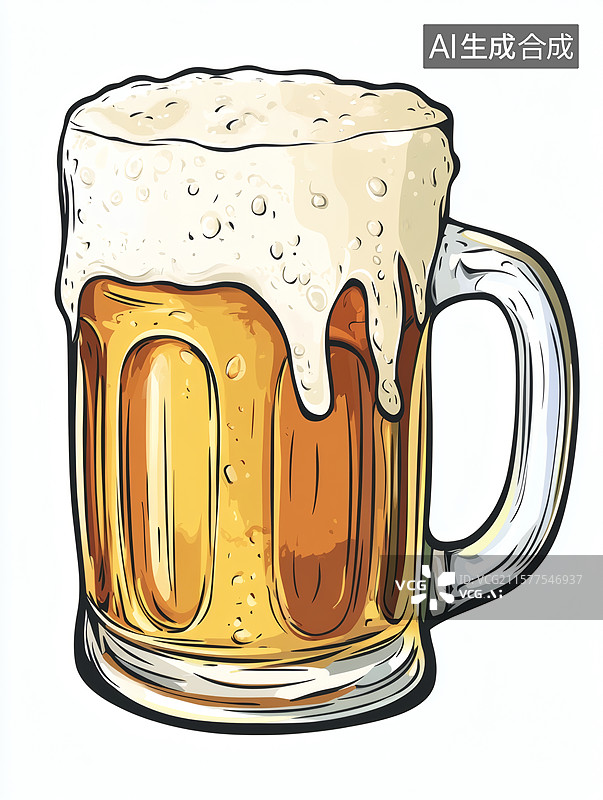 【AI数字艺术】一杯泡沫啤酒图片素材