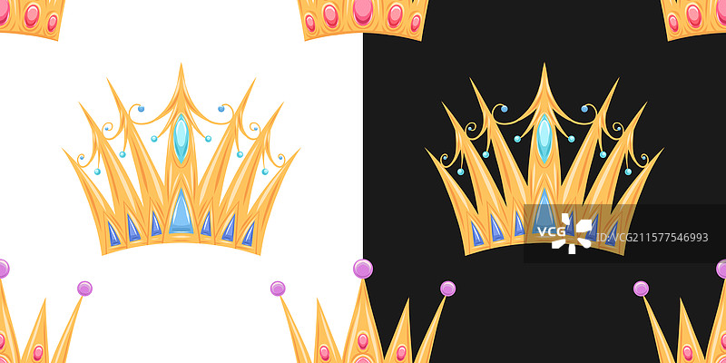 一组带有金色皇冠的无缝图案图片素材