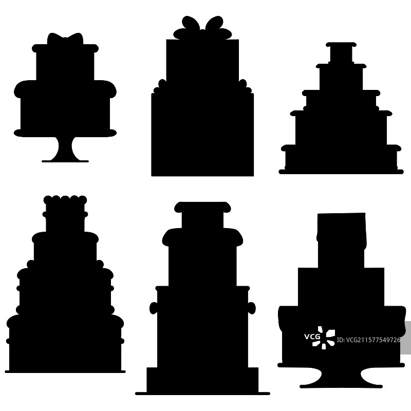 节日黑色蛋糕剪影套装图片素材