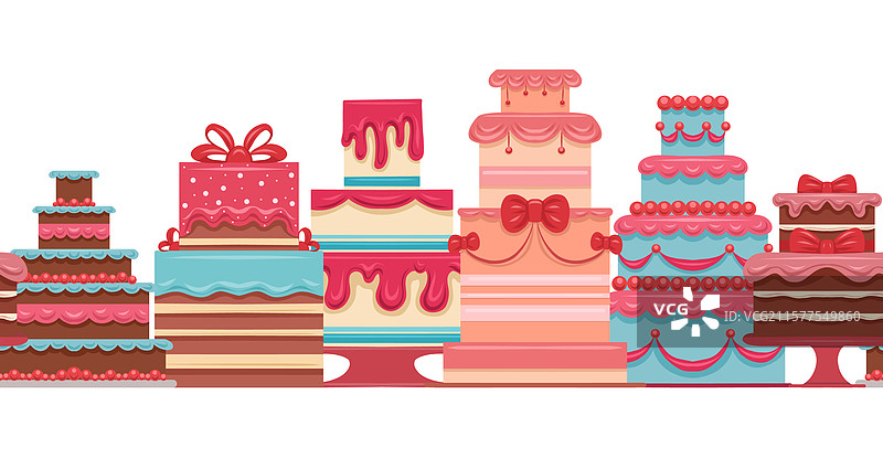 无缝边框与生日蛋糕图片素材