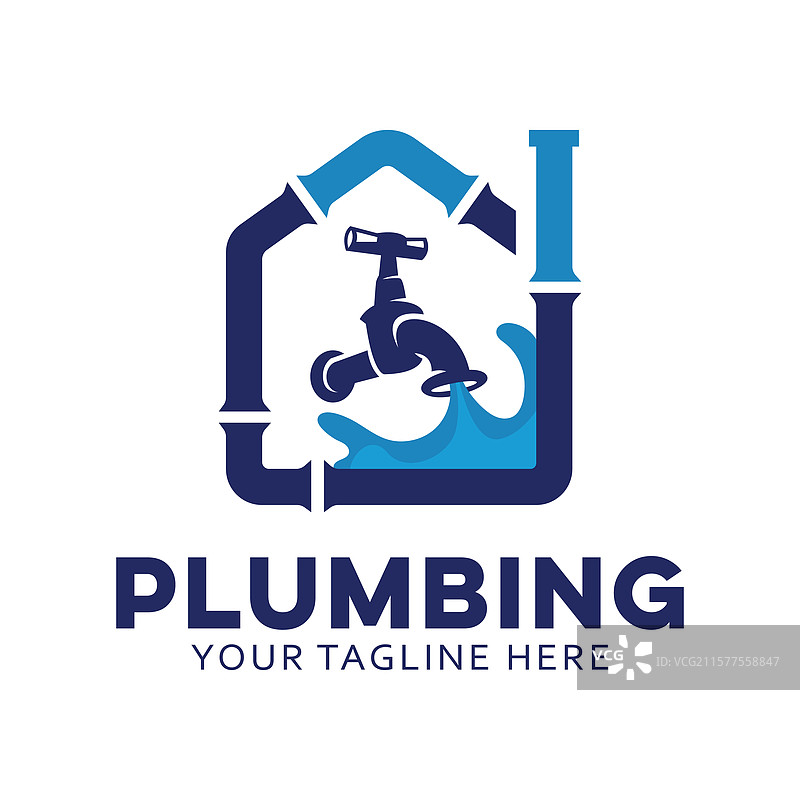 房屋管道logo设计模板，适用于图片素材