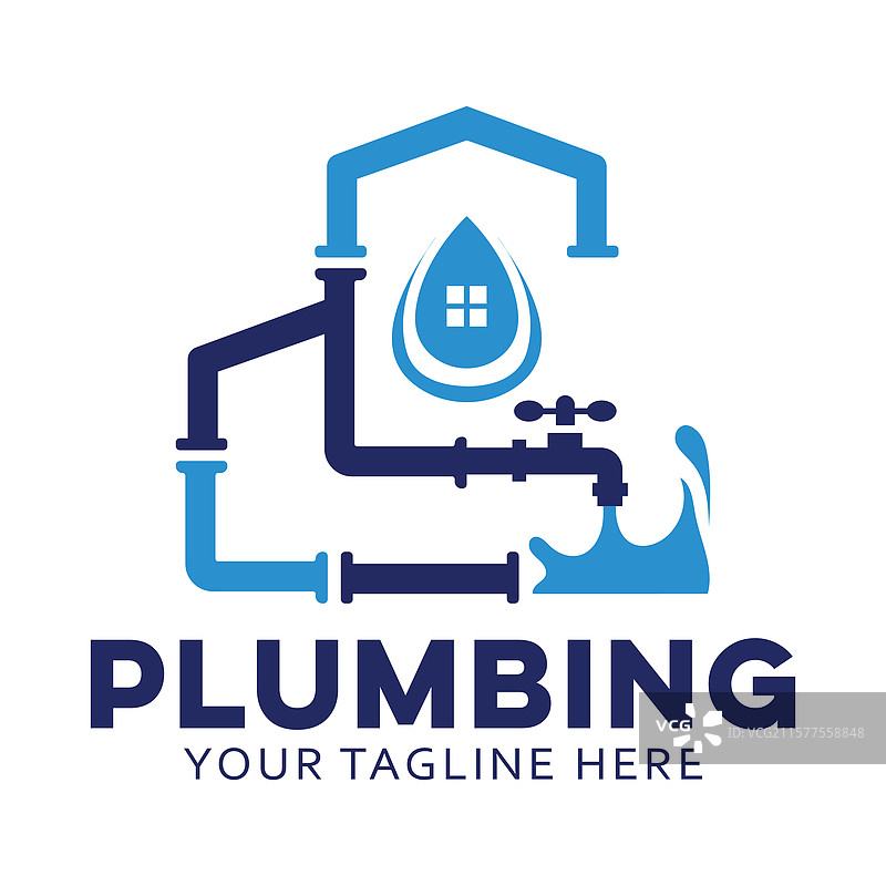 房屋管道logo设计模板，适用于图片素材