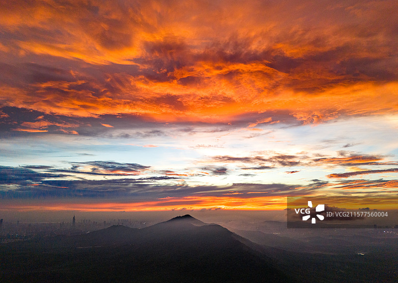 南京紫金山头陀岭晚霞图片素材