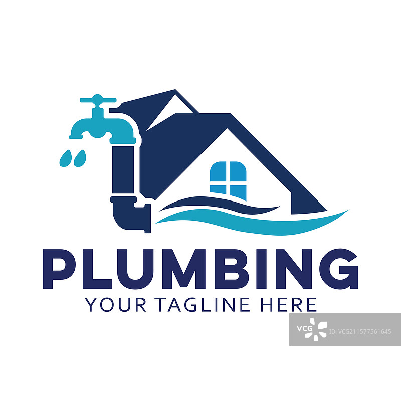 房屋管道logo设计模板，适用于图片素材