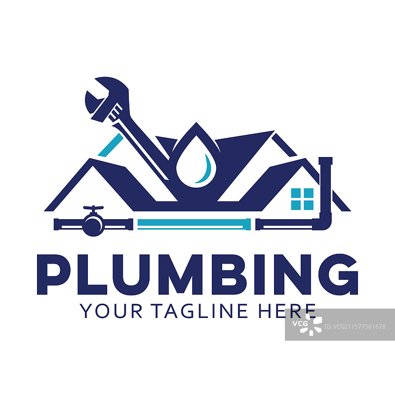 房屋管道logo设计模板，适用于图片素材