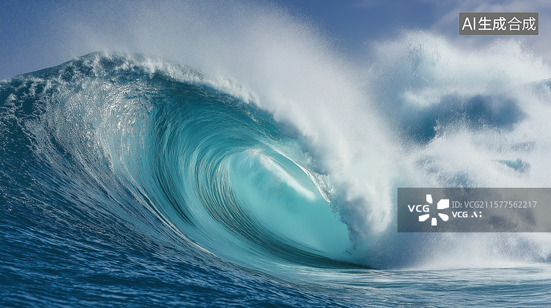 【AI数字艺术】壮观的海洋巨浪图片素材