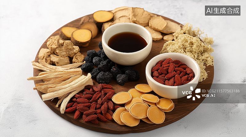 【AI数字艺术】中式养生食材拼盘图片素材
