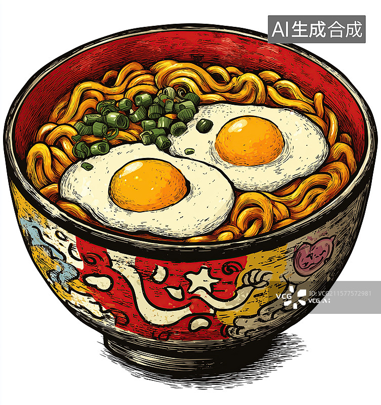 【AI数字艺术】面条插画图片素材