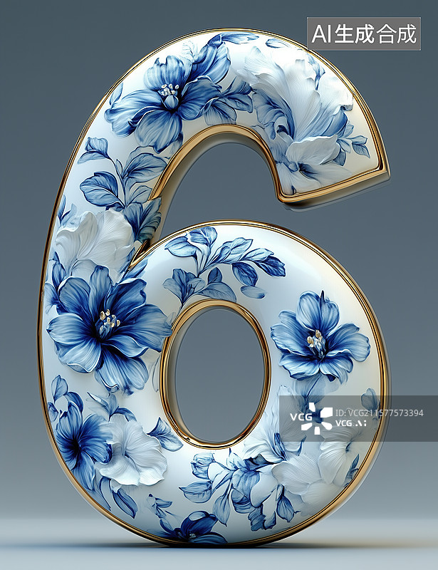 【AI数字艺术】青花瓷艺术字元素图片素材
