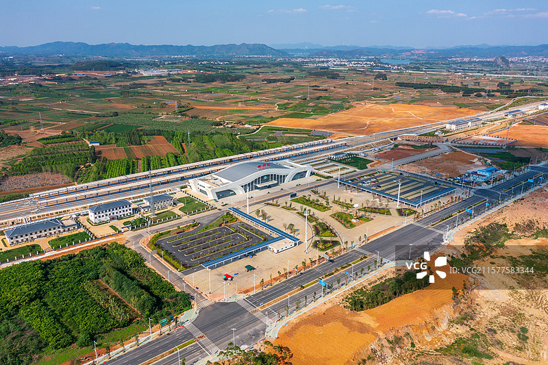 航拍横州高铁站图片素材