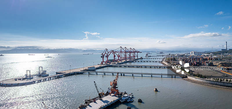 浙江台州玉环市集装箱港口航拍图片素材