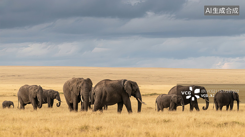 【AI数字艺术】非洲草原上的象群迁徙图片素材
