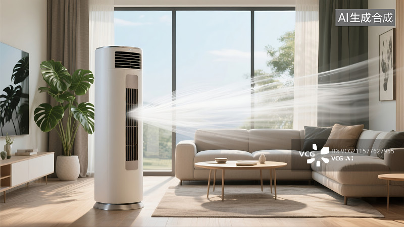 【AI数字艺术】室内客厅夏天的空调特写图片素材