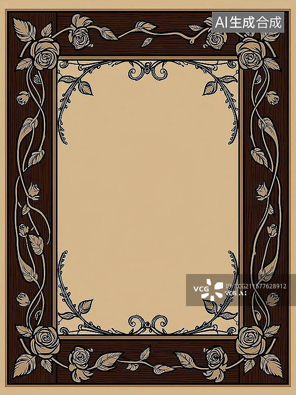 【AI数字艺术】欧式复古藤蔓边框图片素材