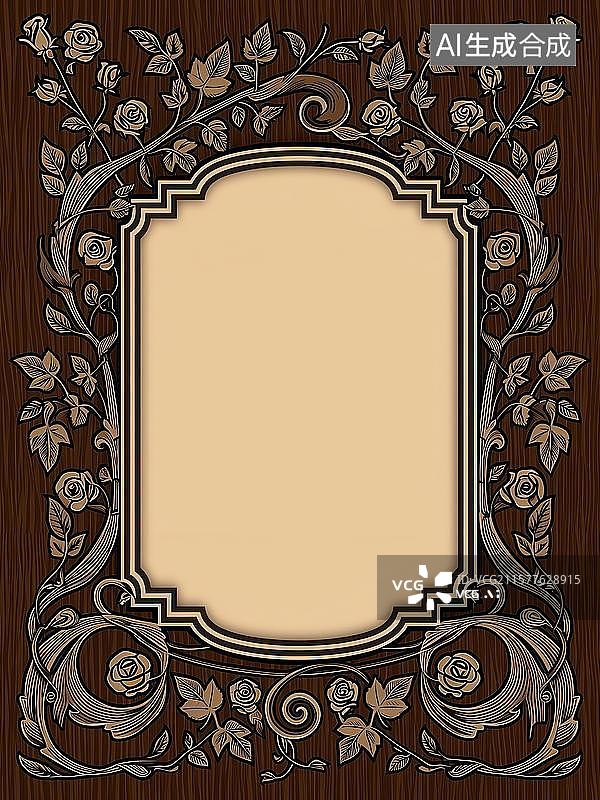 【AI数字艺术】欧式复古藤蔓边框图片素材