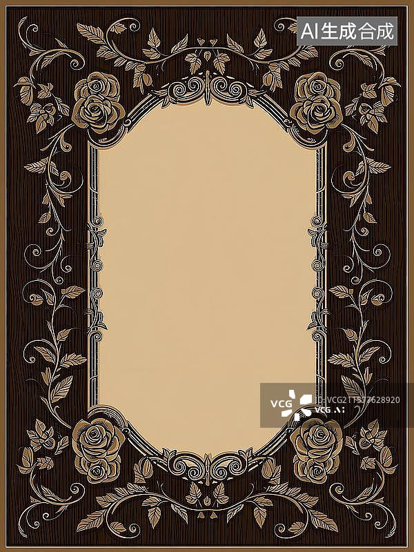 【AI数字艺术】欧式复古藤蔓边框图片素材