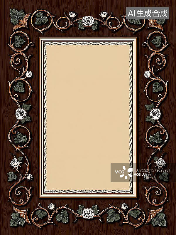 【AI数字艺术】欧式复古藤蔓边框图片素材