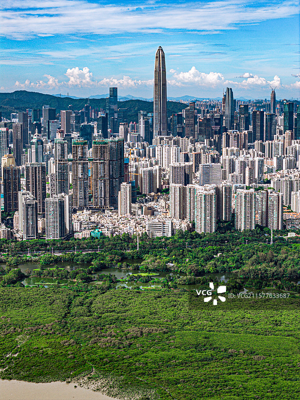 深圳福田红树林保护区福田天际线平安大厦CBD图片素材