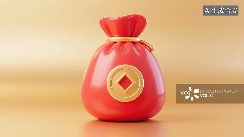 【AI数字艺术】红色福袋，象征财富与好运图片素材