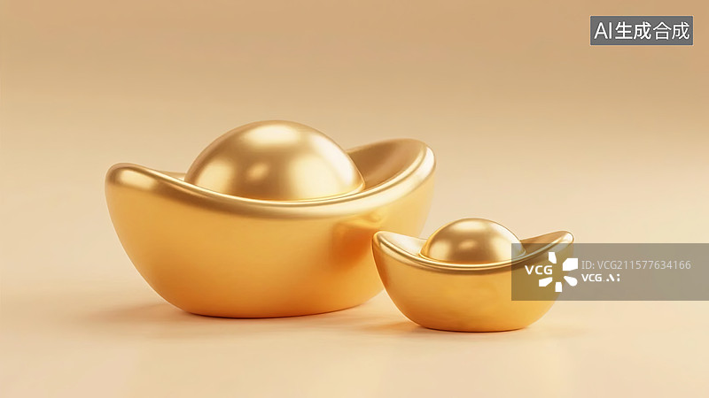 【AI数字艺术】金色元宝模型展示图片素材