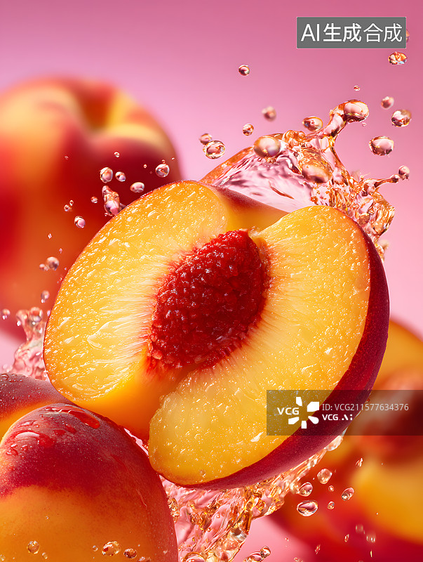 【AI数字艺术】水溅蜜桃图片素材