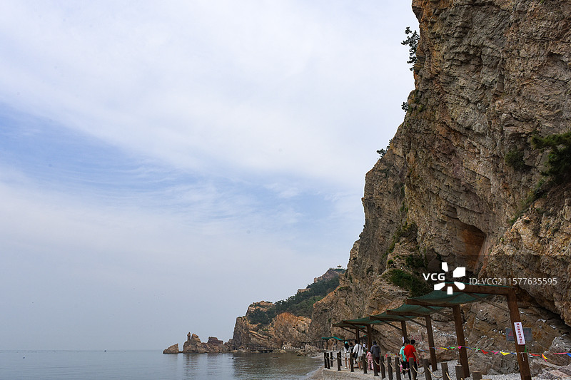 长岛望夫礁风景区海岸风光全景图片素材