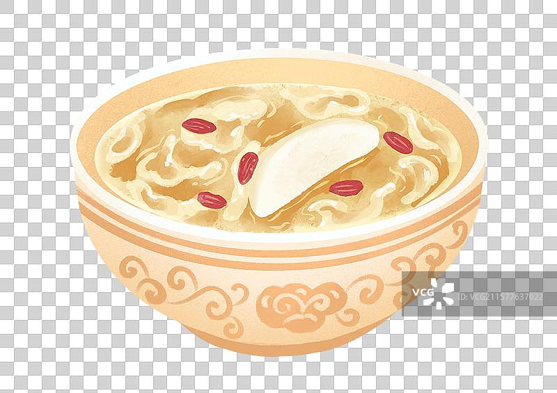 燕窝汤银耳汤美食补品手绘插画元素图片素材
