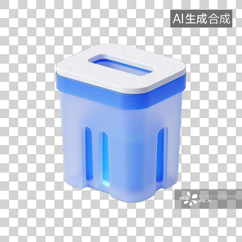 【AI数字艺术】简约风蓝色收纳盒碎纸机垃圾桶图片素材