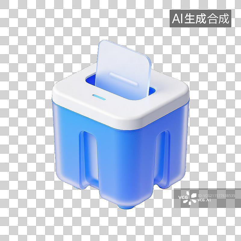 【AI数字艺术】简约风蓝色收纳盒碎纸机垃圾桶图片素材